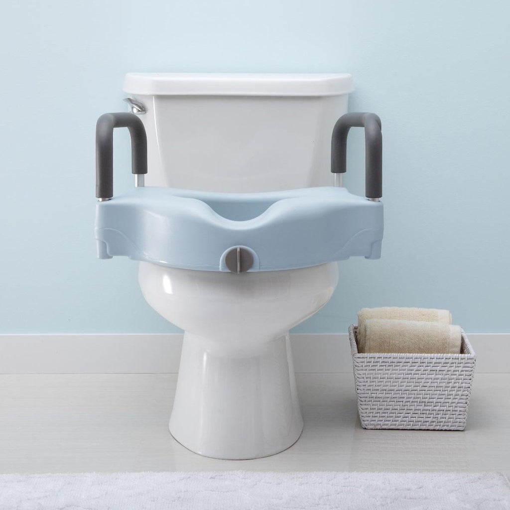 Locking Elevated Toilet Seat with Arms - Microban