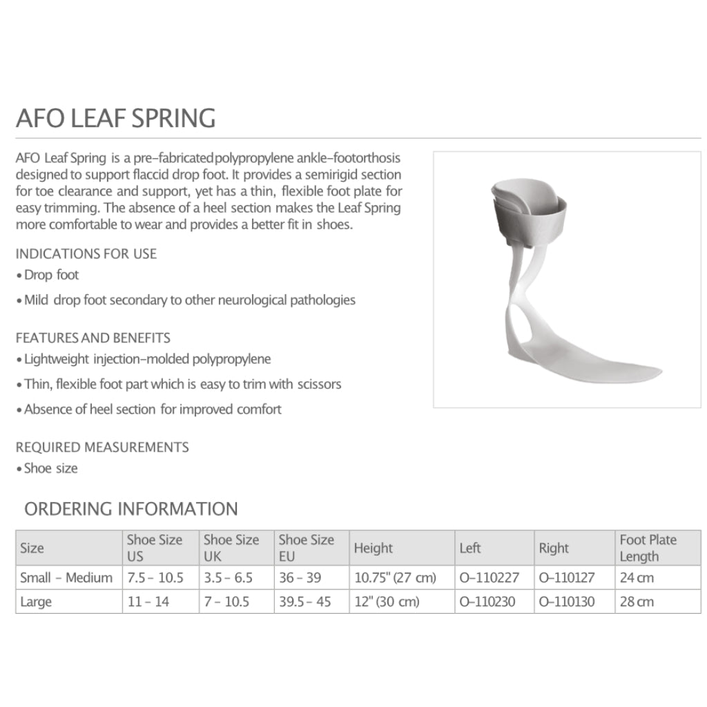Osaf Spring Ossur AFO Leaf Spring – Wealcan Llc