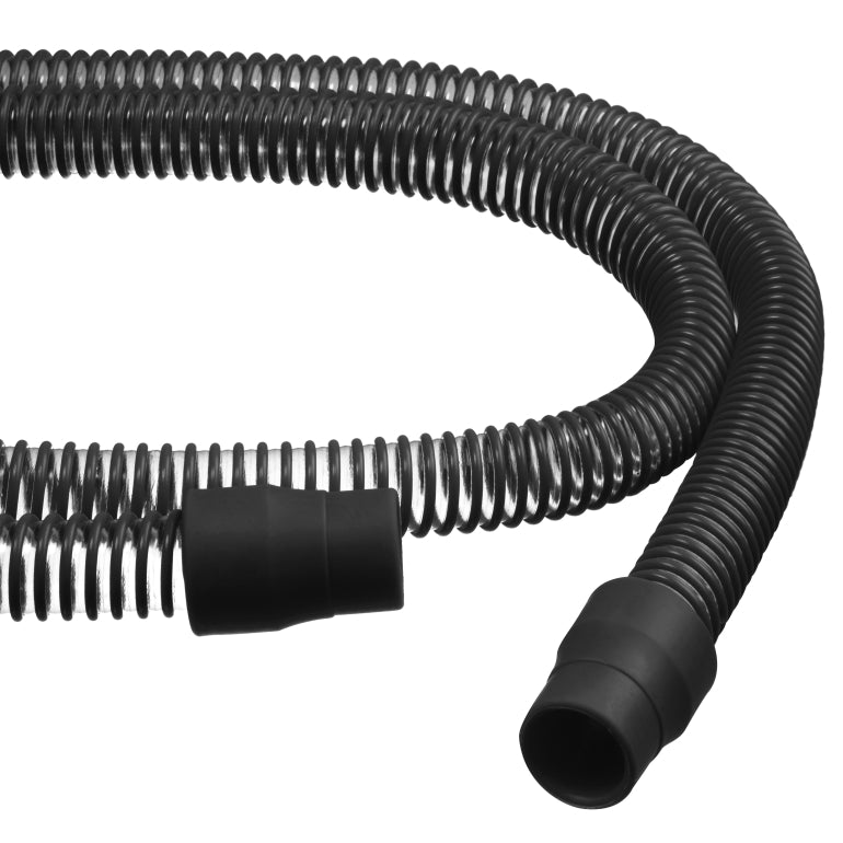 CPAP Black flexible hose on a white background 