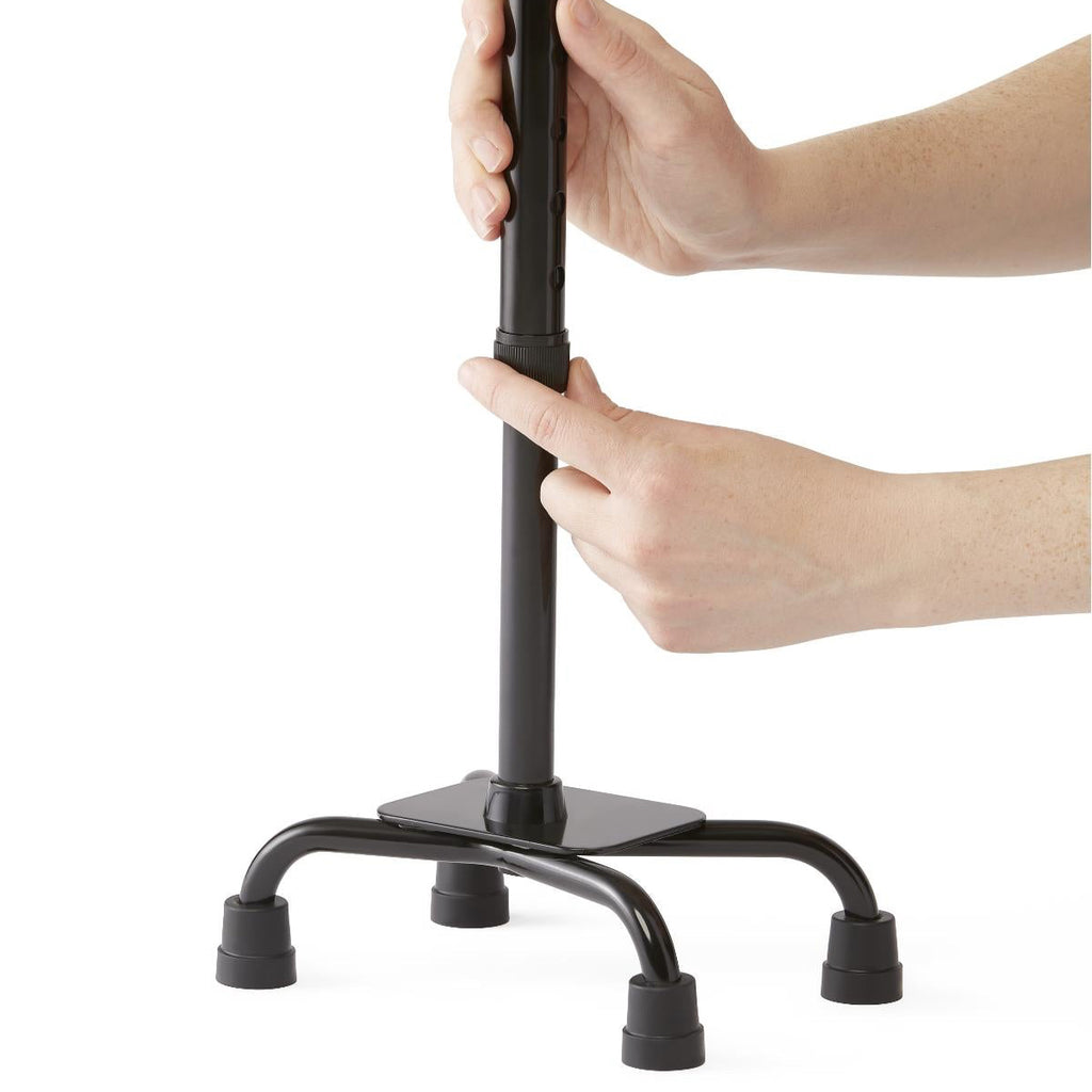 Medline Aluminum Quad Cane with Small Base. Black