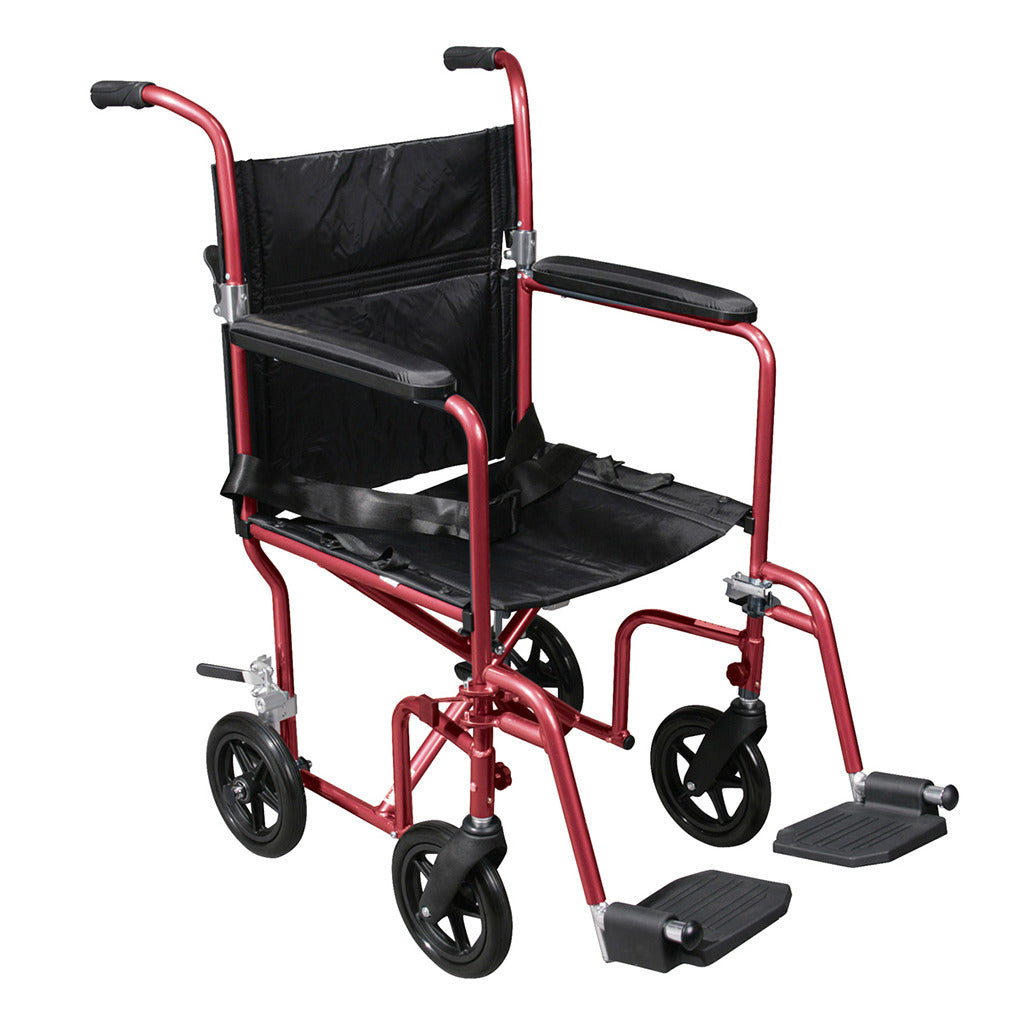 Drive Deluxe Fly-Weight Aluminum Transport Chair with Removable Casters