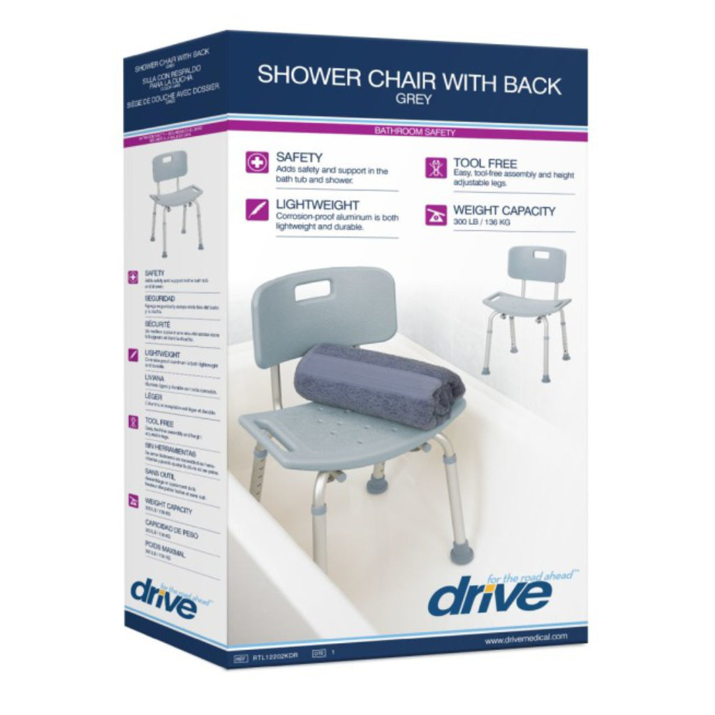 Drive Deluxe Aluminum Bath Chair w/Back