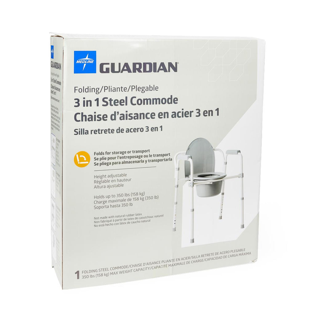 Guardian 3-in-1 Steel Commode packaging on a white background