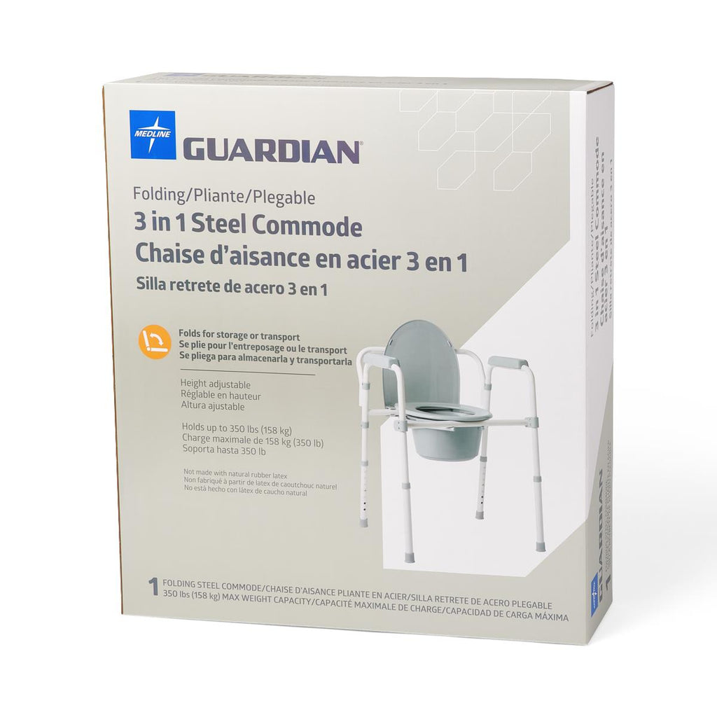 Guardian 3-in-1 Steel Commode packaging on a white background