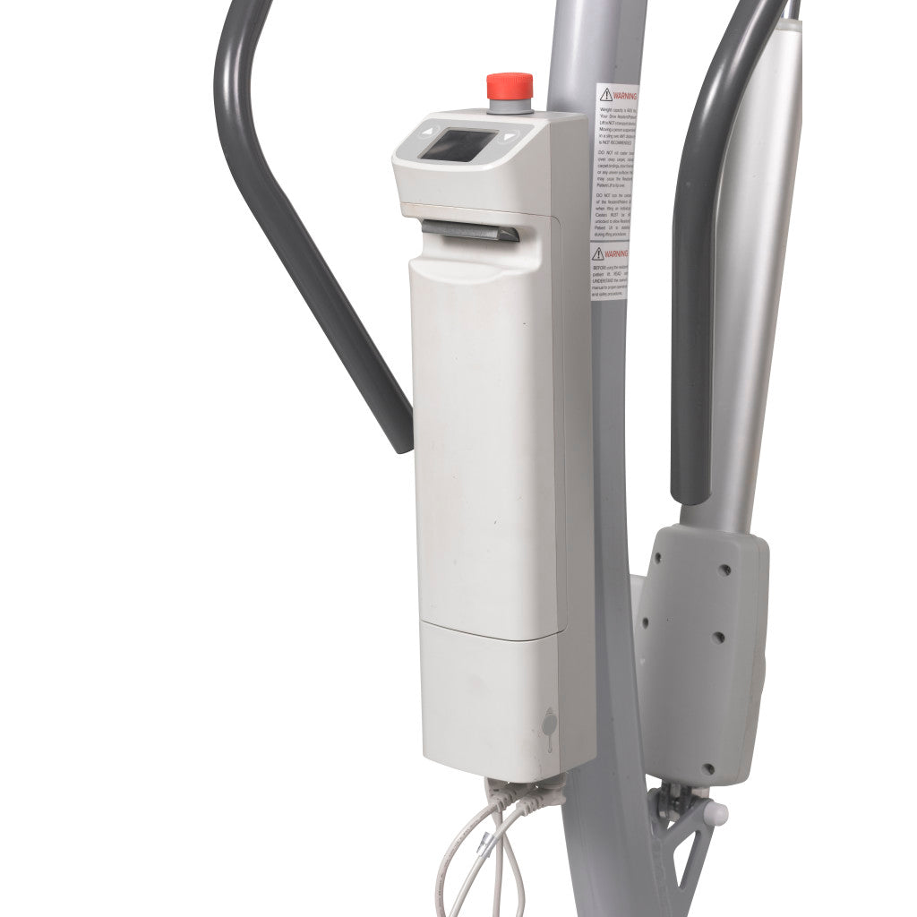 White exercise machine with digital display on a white background