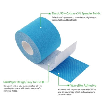 Premium Cotton Kinesiology Tape Latex-Free, Hypoallergenic