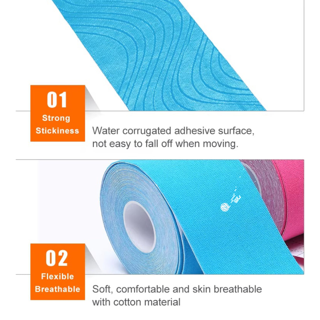 Premium Cotton Kinesiology Tape Latex-Free, Hypoallergenic
