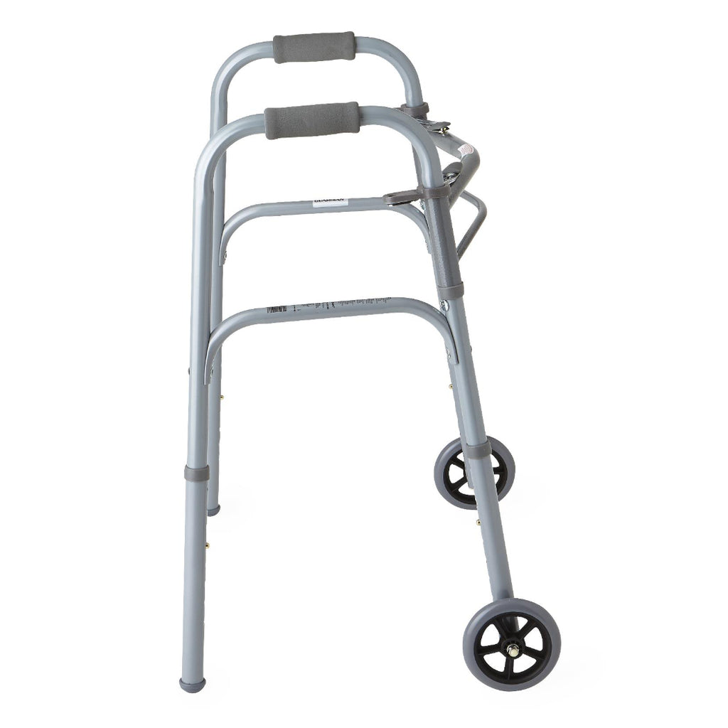 Medline Youth Two-Button Folding Walkers with 5" Wheels