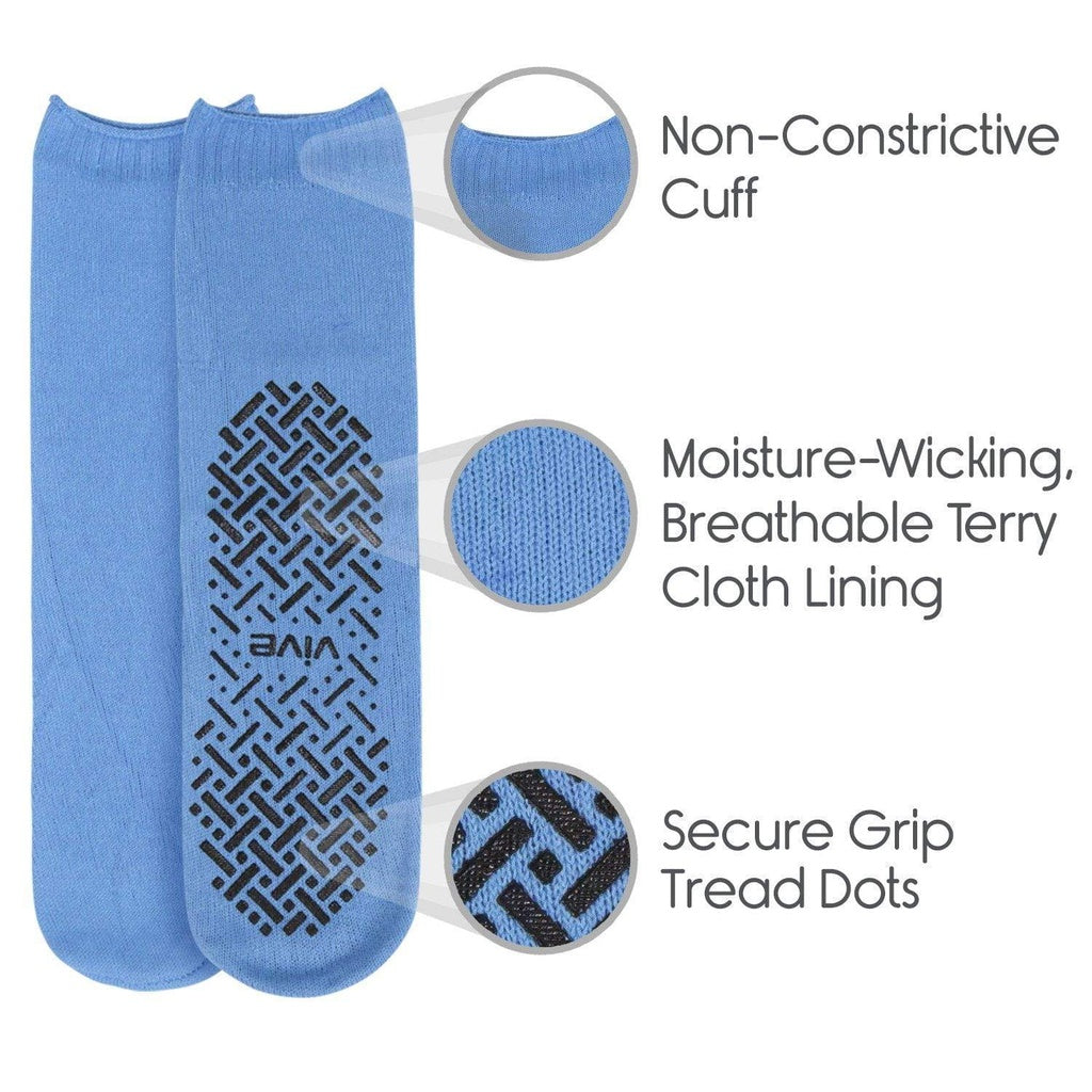 Non Slip Hospital Socks, Unisex -  (6) pairs