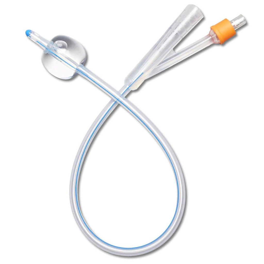 Foley Catheter 100% Silicone 2-Way - 10 Each (BX) orange