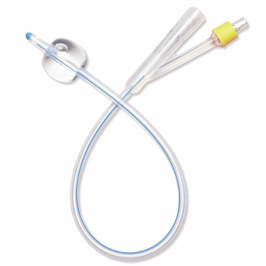 Foley Catheter 100% Silicone 2-Way - 10 Each (BX) yellow