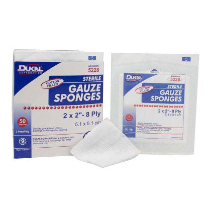 Dukal Gauze Sponge, Sterile 2/pk, 50 pk/bx - A6402 - Wealcan
