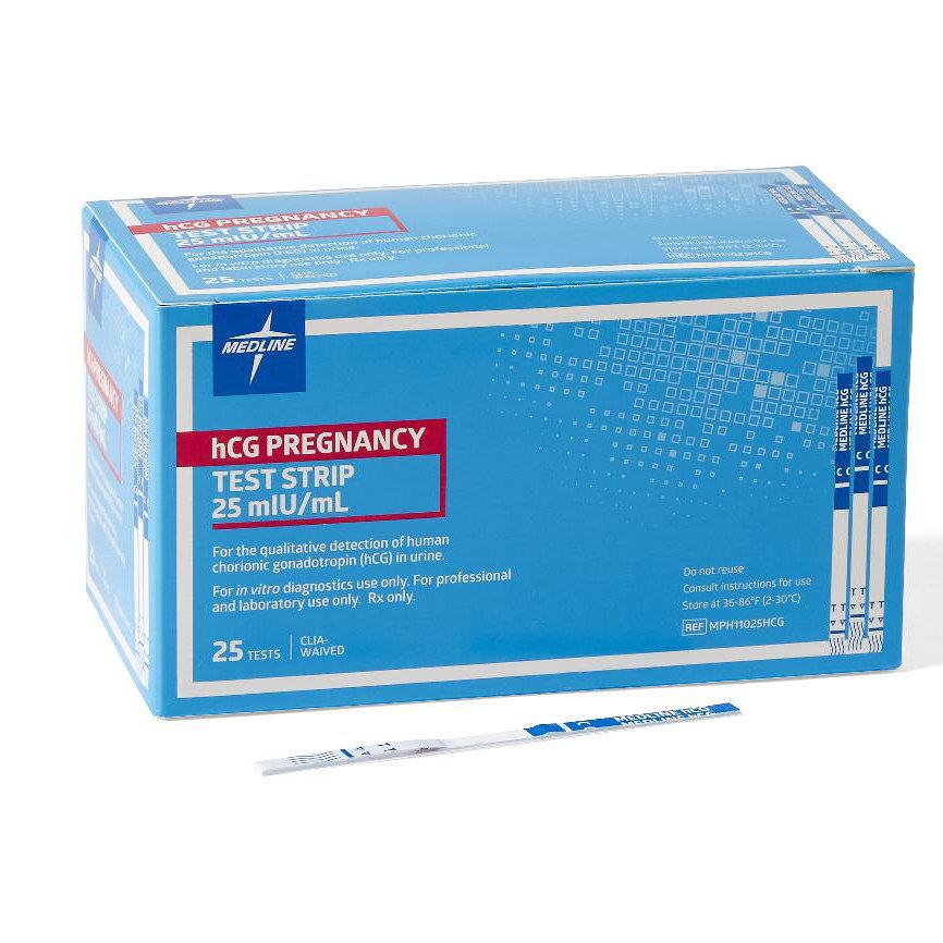 HCG Pregnancy Test Strips Box (BX)25 Each mIU/mL
