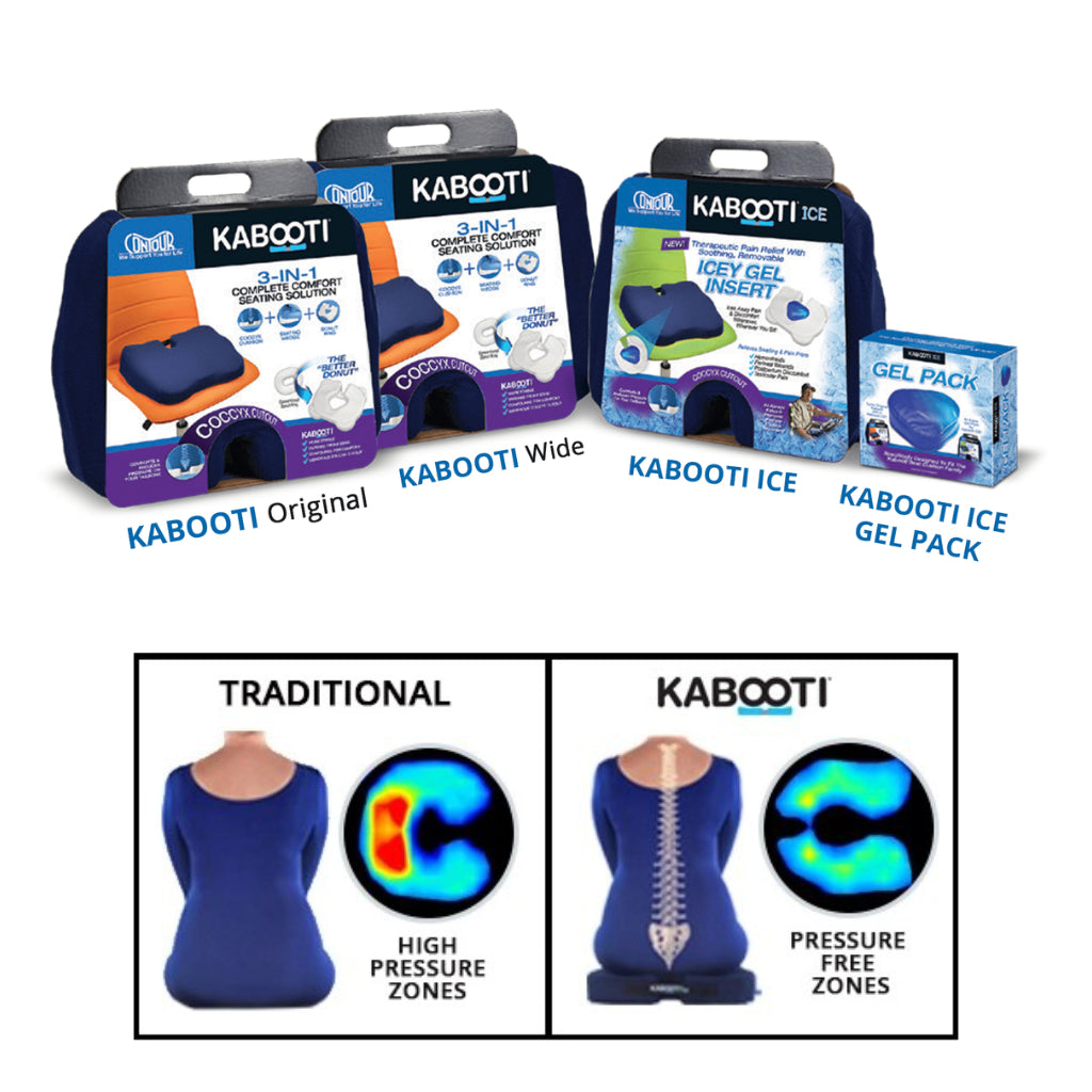 Kabooti 3 in 1 Seat Cushion - Coccyx Relief, Seating Wedge & Donut Ring