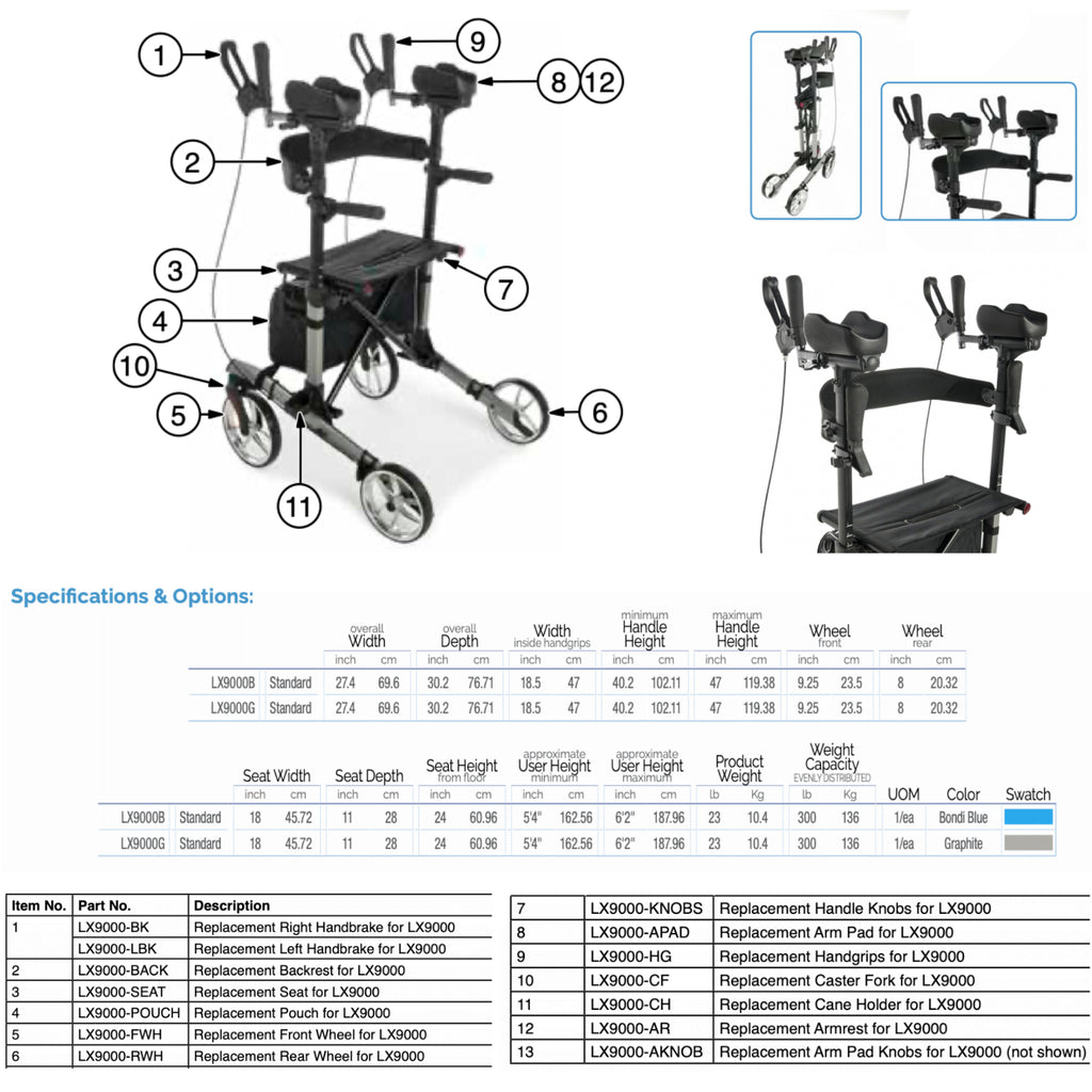 Lumex Gaitster Forearm Rollator Graphite