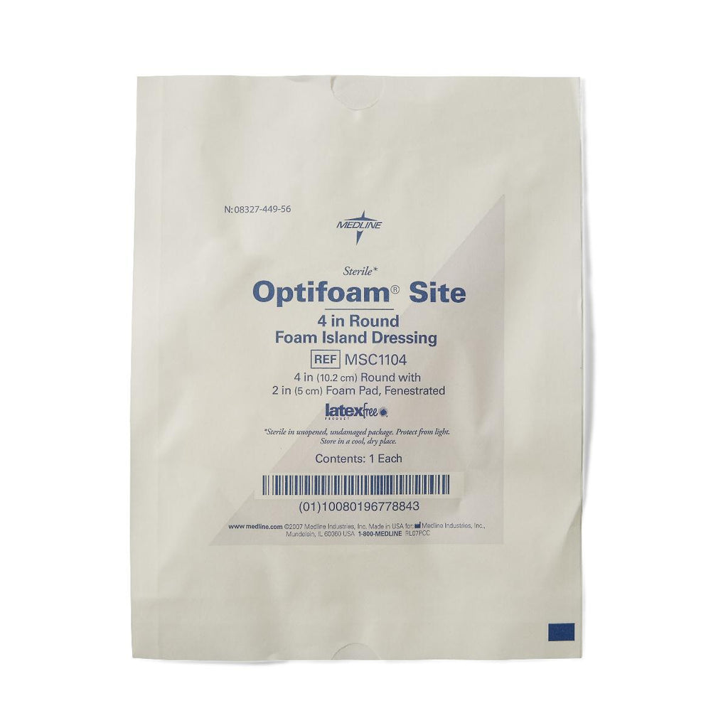 Medline 4" Optifoam Site Adhesive Fenestrated Foam Dressing
