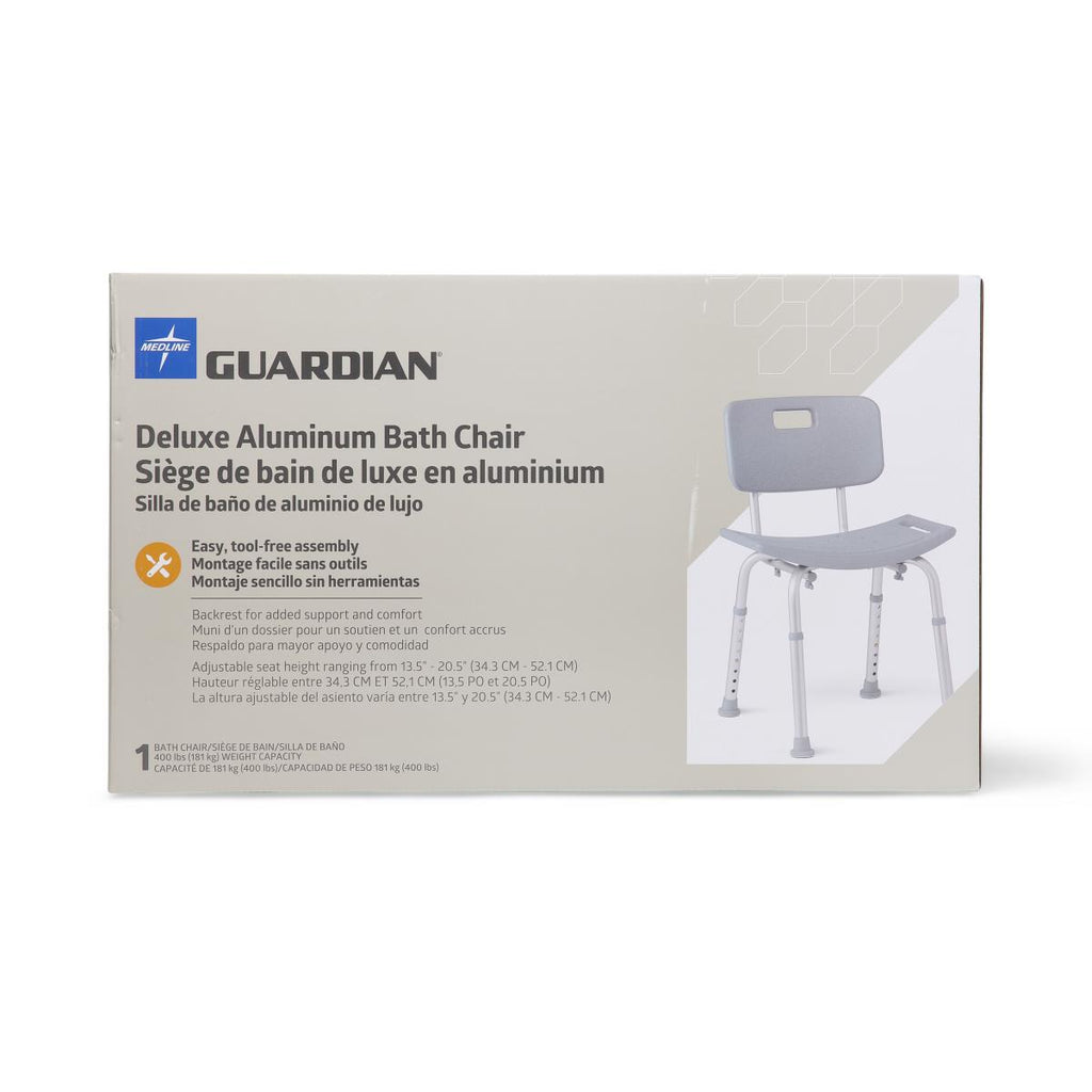 Medline Aluminum Shower Chair with Back 400 lb. Weight Capacity E0240