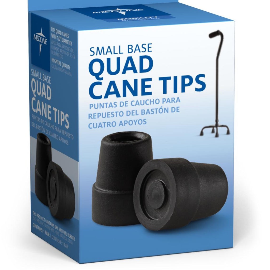 Replacement Quad Cane Tips 1/2" Small Base - Black 1 (Pair)