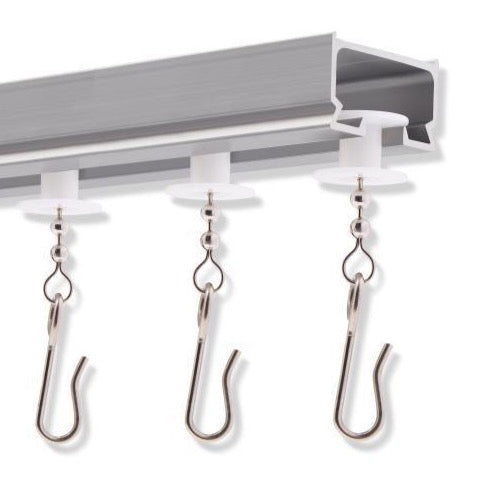 12 ft. L Cubicle Curtain Track Hardware with Spool Carriers - Straight Spliced