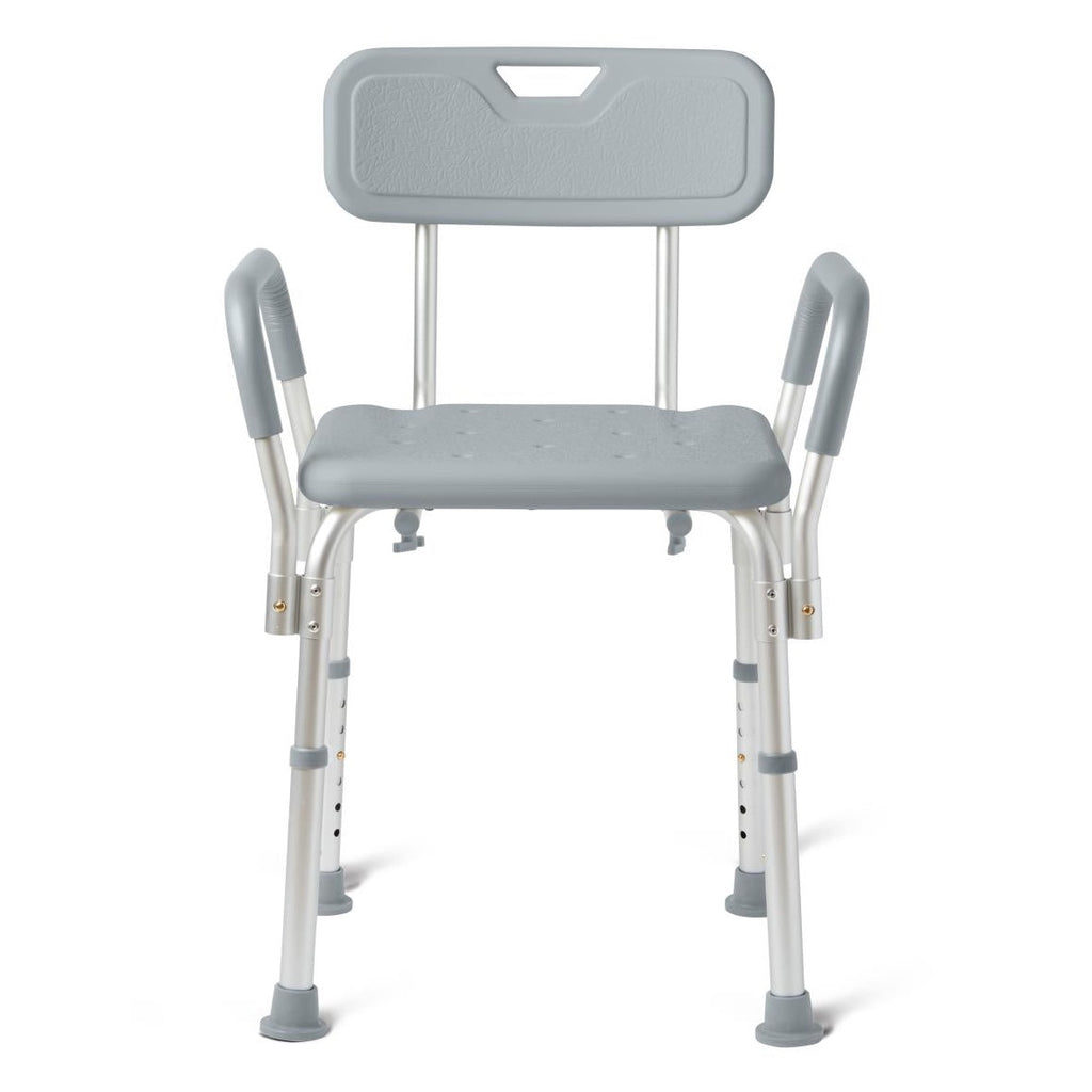 Shower Chair with Backrest and Padded Armrests, -1