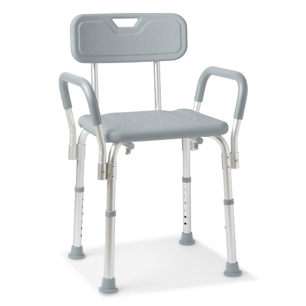 Shower Chair with Backrest and Padded Armrests,
