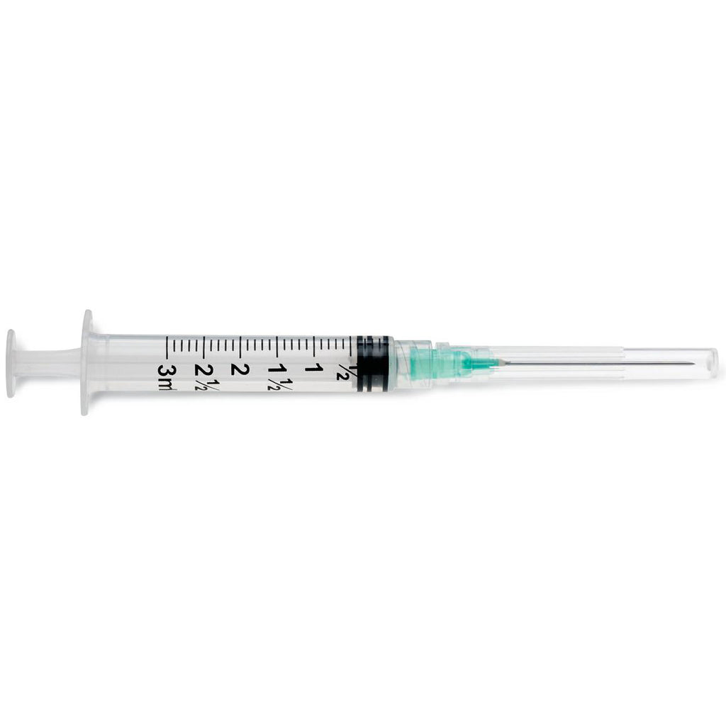 Luer-Lock Syringe 21G x 1.5" Hypodermic Needle 3 mL (BX)100 Each