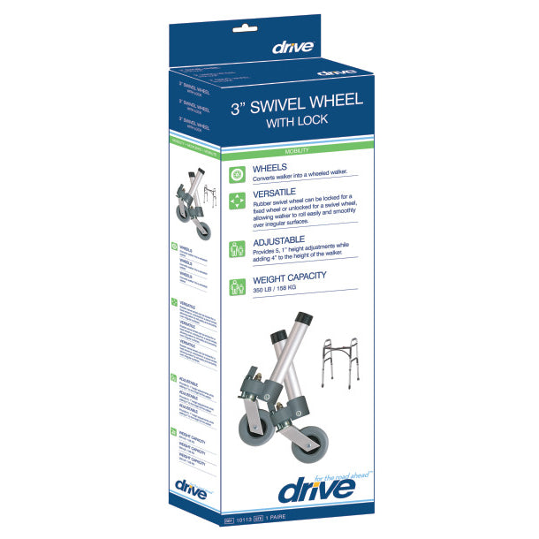 Drive 3" Swivel Walker Wheels with Lock