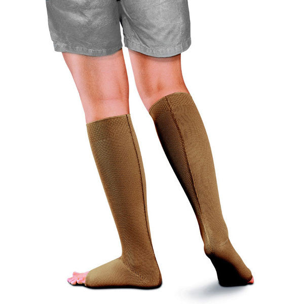 VenoTrain® Delight Flat-Knit Below Knee Stockings Open Toe Ccl 2 (23-32  mmHg) & Ccl 3 (34-46 mmHg) RAL - for severe vein problems, lymphoedema and  lipoedema - CozMedix