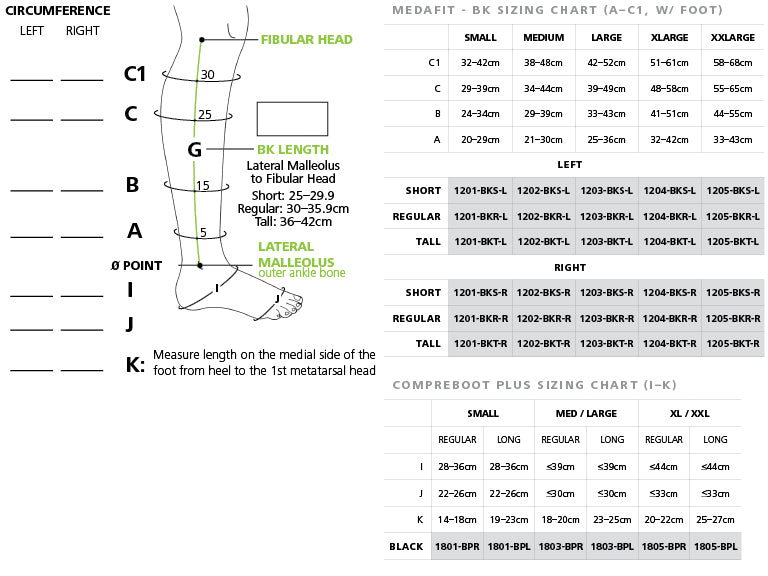 MedaFit Knee High (BK) Lymphedema Garment - Wealcan